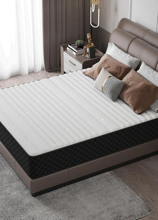 12-Inch Queen Hybrid Mattress with Breathable Foam and Pocket Springs for Medium Firm Support and Back Pain Relief, Conveniently Delivered in a Box (60×80×12 Inch)