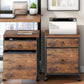File Cabinet, 2-Drawer Vertical Mobile Office Cabinet, Rolling Printer Stand, for A4/Letter Size Files, Nonwovens Drawer, for Home Office, Rustic Brown BF21WJ01