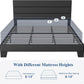 King Bed Frame Platform Bed with Fabric Upholstered Headboard and Wooden Slats Support, Fully Upholstered Mattress Foundation/No Box Spring Needed/Easy Assembly, Dark Grey