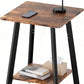 Brown Side Table, 2-Tier Small Square End Table for Small Spaces, Living Room, Bedroom