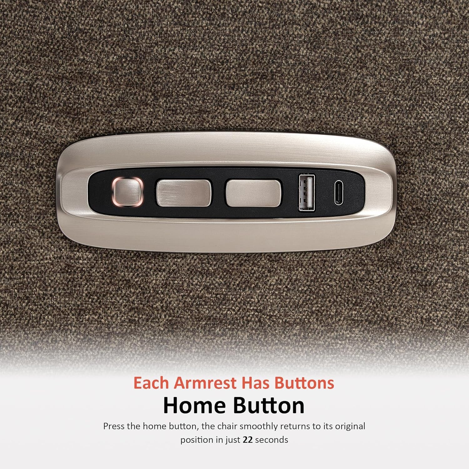 62.2'' Reclining Loveseat, Wall Hugger Power Loveseat Recliner Sofa with Adjustable Headrest, USB a & C Charge Ports, Wood Legs, for Living Room (Fabric Hl198M1)(Coffee)