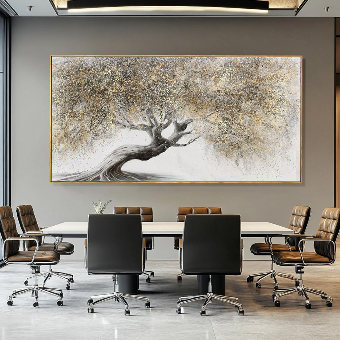 Nature Pictures Wall Decor Botanical Picture Prints 29"X58" Large Canvas Wall Art for Living Room Grey and Gold Artwork for Dining Room