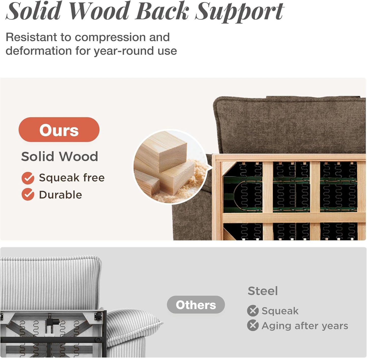 123-Inch L Shaped Sectional Sofa with Cloud Cushions, Deep Seat Modular Couch Set W/ 4 Seats & 1 Ottomans, Removable Arms, Plush Chenille Upholstery for Living Room, Apartment - Taupe