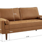 58" Loveseat Sofa Couch, Mid Century Modern Faux Leather Couch with Hand-Sewn Deep Love Seat & 2Pillows, Home Sofa Living Room Small Couches for Small Space,Bedroom,Office,Solid Wood Frame,Brown