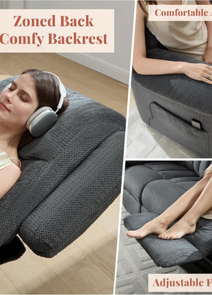 Power Reclining 3-Seater Sofa with Dual Wingback Design in Dark Gray