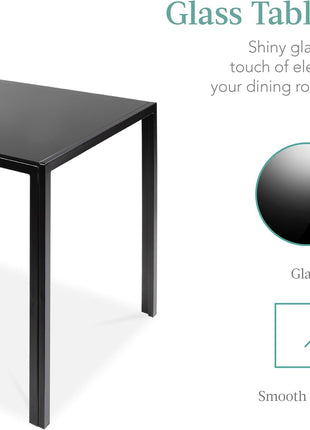 5-Piece Contemporary Glass Dining Set with Upholstered Chairs and Metal Frame for Small Spaces