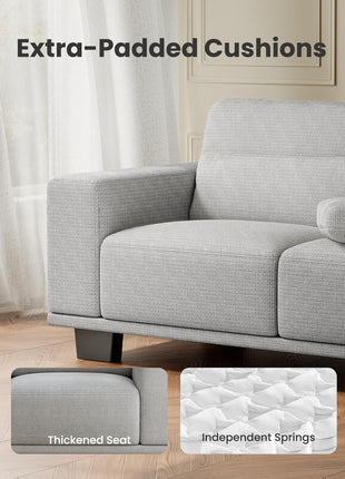 Amada 89-Inch Modern 3-Seater Sofa for Living Room with Deep Seats, Wide Armrests, Removable Washable Linen Covers, and Easy Assembly