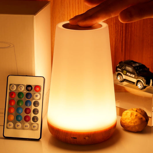 Night Light, Dimmable Touch Lamp for Bedroom, Portable Table Bedside Lamp, 5 Brightness 13 RGB Colors, Night Lights for Baby Nursery Bathroom