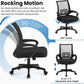 Home Office Modern Desk and Chair Set Computer Desk W/Drawer & Shelves with Ergonomic Mesh Height Adjustable Office Chair
