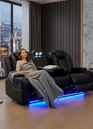 Ritz Power Recliner Living Room Set with LED Lighting for Apartments, Dormitories, Guest Houses, Playrooms, and Airbnbs