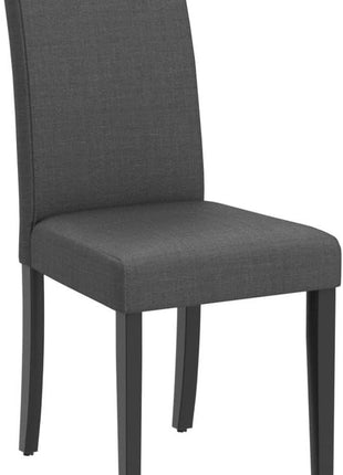 Set of 4 Upholstered Fabric Dining Chairs with Padded Seats and Solid Wood Legs, Armless Design, Dark Grey for Dining Room and Restaurant