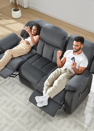 Power Reclining 3-Seater Sofa with Dual Wingback Design in Dark Gray