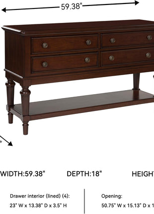 Lavinton Classic 4-Drawer Dining Server with Open Shelf in Dark Brown by Signature Design by Ashley