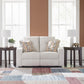 Danum Modern Tufted Manual Reclining Loveseat with 2 Accent Pillows, Beige