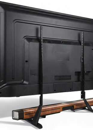 Height Adjustable Universal TV Stand for TVs up to 77 Inches, Compatible with Soundbars, Supports up to 80 lbs, Black Finish