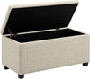 Upholstered Storage Rectangular Ottoman and Entryway Bench, Polyester, Beige, 35.5"W X 16.5"D X 17"H