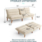 Futon Sofa Bed - Convertible Corduroy Futon Couch Bed with Adjustable Backrest, Modern Small Loveseat Sleeper Sofa for Small Spaces, Living Room, Apartment or Office (Beige)