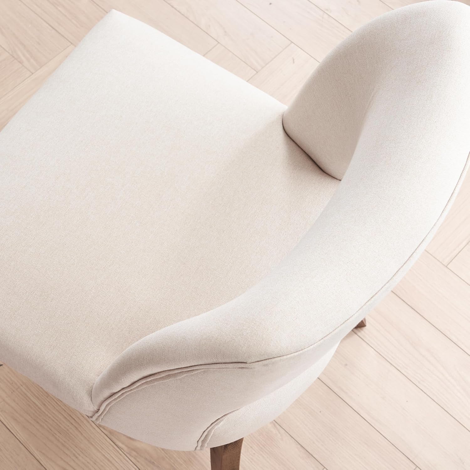 Wooden Dining Chairs Set of 2, Modern Fabric Upholstered Dining Room Chair Kitchen Chairs, Farmhouse Dinner Chair for Kitchen Dining Room, Beige