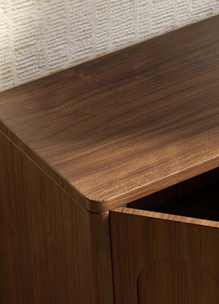 67" Arched Walnut Buffet Cabinet with Storage - Large Mid-Century Modern Credenza with 4 Doors for Kitchen and Living Room (67" x 31.5" x 15.7")
