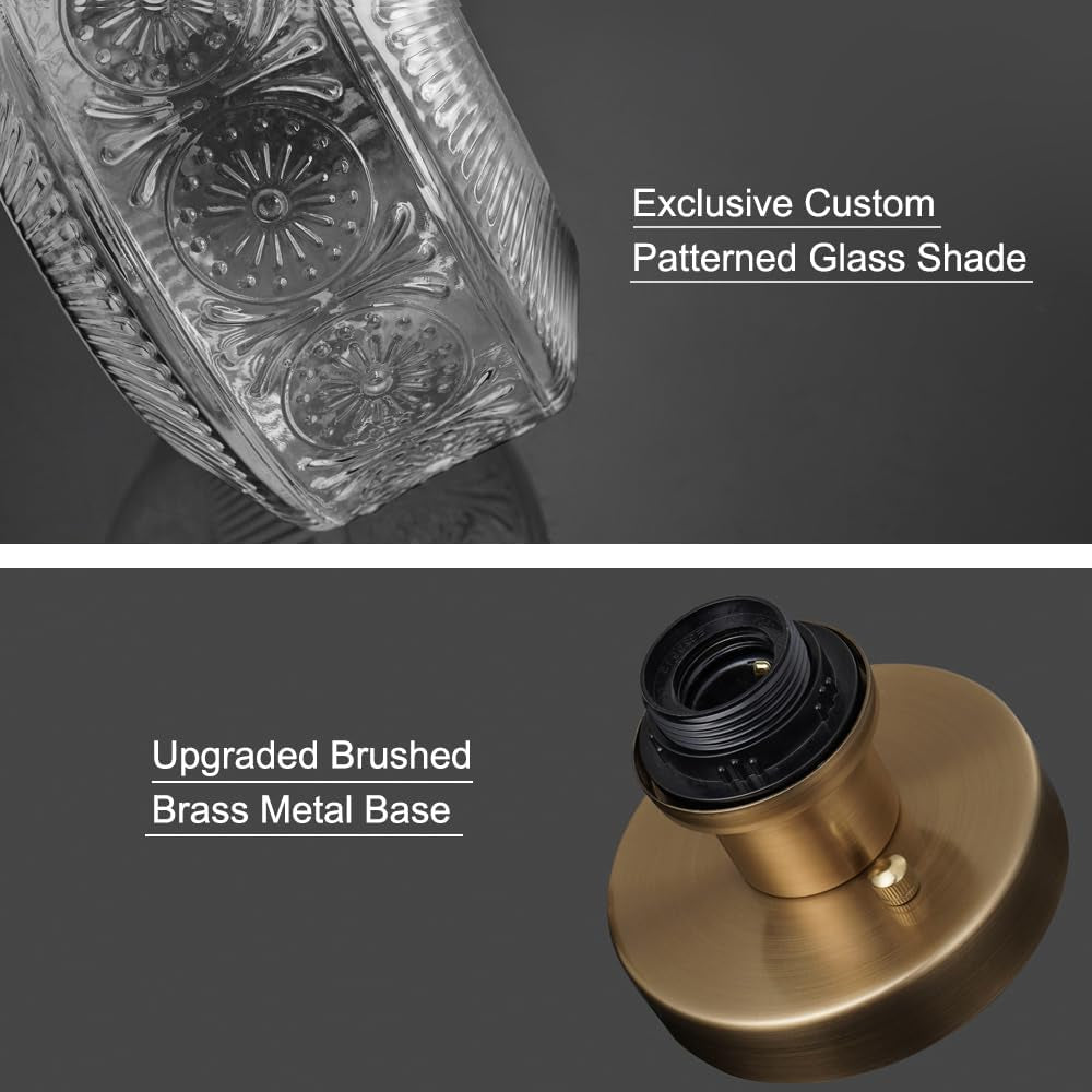 DSMJFU Semi Flush Mount Ceiling Light, Vintage Small Ceiling Light Fixture, Thickened Glass Hallway Lighting Fixture, Brass Kitchen Ceiling Mount Light for Entry Way, Bedroom, Bathroom, Porch