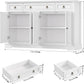 Buffet Cabinet with Storage, 52.7" Large Sideboard Buffet Cabinet, White Kitchen Cabinet with 3 Drawers and 4 Doors, Wood Coffee Bar for Kitchen Dining Room, White