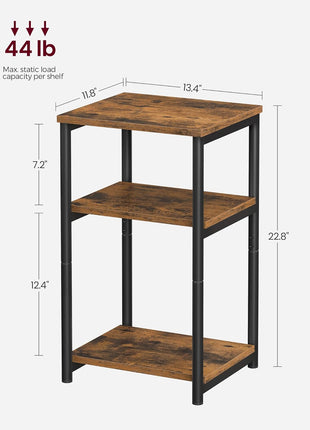 Rustic Brown and Classic Black Side Table - Versatile Small End Table and Tall Nightstand for Living Room, Bedroom, Office, and Bathroom - Model ULET273B01