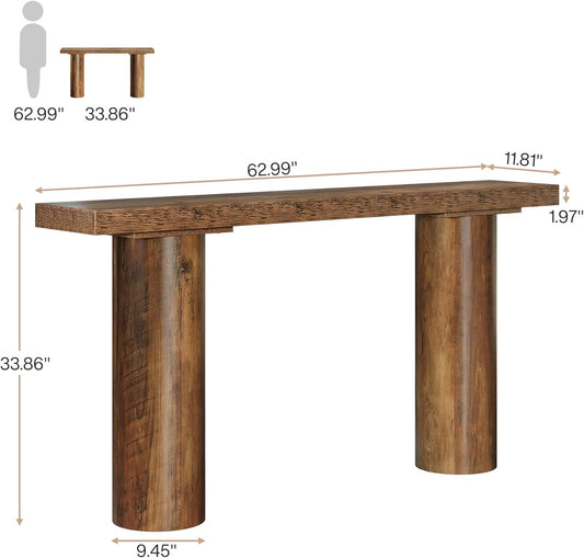63" Farmhouse Entryway Console Table, Narrow Long Sofa Table behind Couch for Living Room, Hallway, Entrance, Foyer