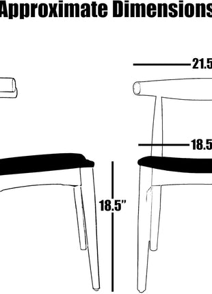 Set of 2 Solid Wooden Dining Chairs with Upholstered Beige Linen Cushioned Seats | Modern Farmhouse Elbow Side Chairs for Home, Kitchen, Office, and Meetings (Espresso)