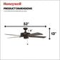 Ceiling Fans Belmar 52 Inch Ceiling Fan without Light, Outdoor Ceiling Fan with Pull Chain, Tri-Mount Traditional 5 Blade Design, ETL Wet Rated, Bronze (50199-01)