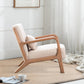 Mid Century Modern Accent Chair with Wood Frame, Upholstered Living Room Chairs with Waist Cushion, Reading Armchair for Bedroom Sunroom (Beige)