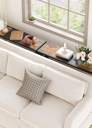 41.8-Inch Industrial Console Table with Two-Tier Shelving for Entryway, Living Room, and Office in Rustic Brown and Black