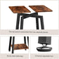 Brown Side Table, 2-Tier Small Square End Table for Small Spaces, Living Room, Bedroom