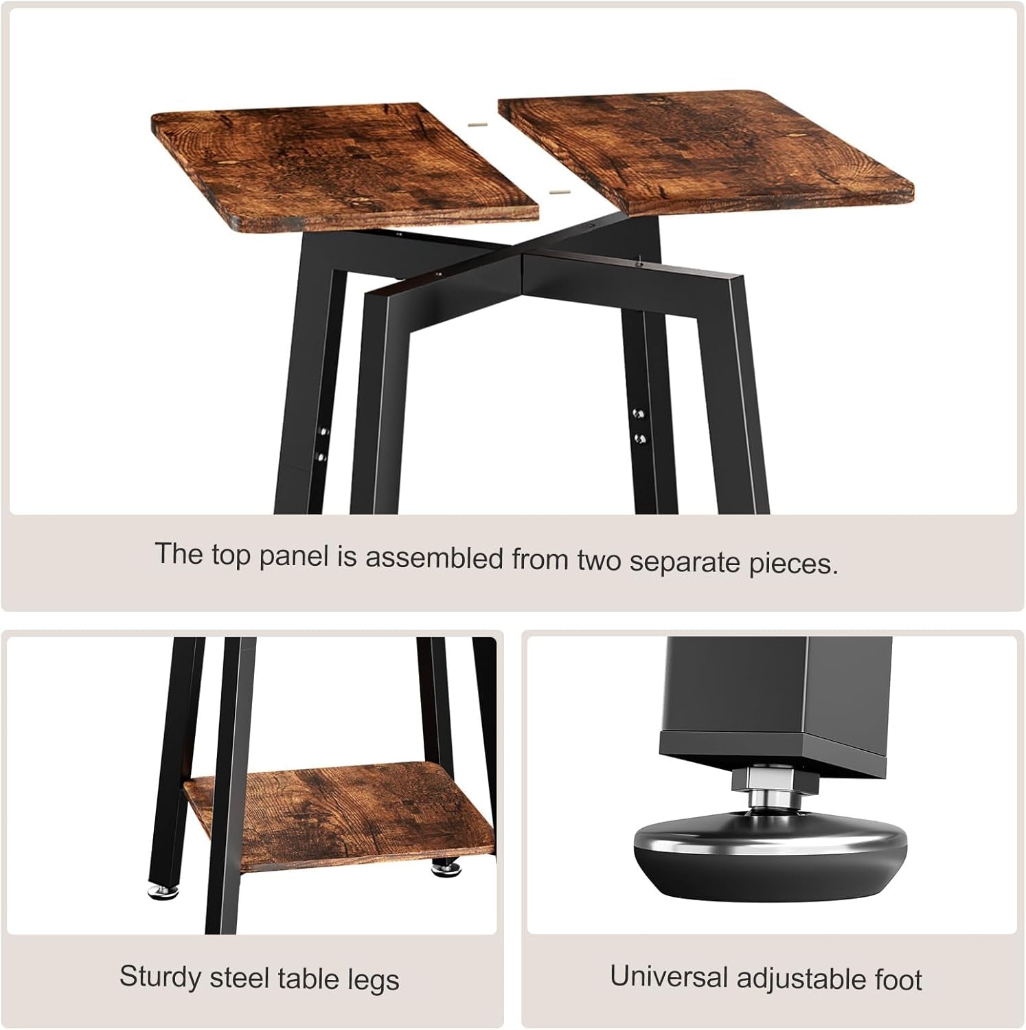 Brown Side Table, 2-Tier Small Square End Table for Small Spaces, Living Room, Bedroom