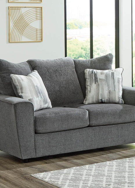 Signature Design by Ashley Stairatt Casual Loveseat with Flared Arms in Gray Upholstery