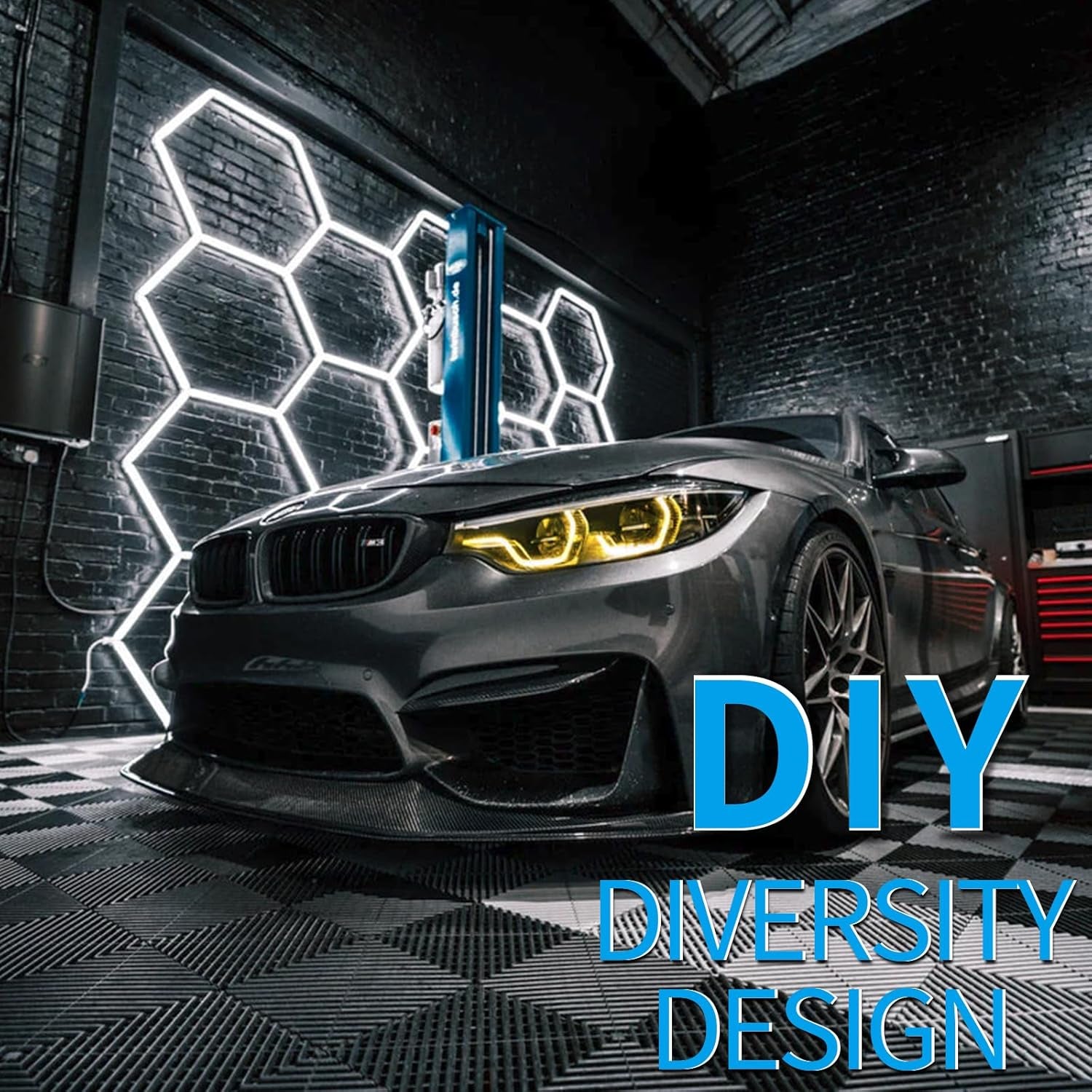 Hexagon Garage Lights: 6500K Cool White 3 Grid Hex LED Garage Light, 16 Packs LED Light, Super Bright Honeycomb Ceiling Llight for Car Detailing Workshop Basement Gym Barber