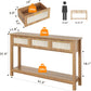 51.2" Entryway Table with 3 Rattan Drawers, Boho Console Table Narrow with Storage, Long Sofa Table for behind Couch Entry Hallway, Entrance, Living Room, Oak Brown