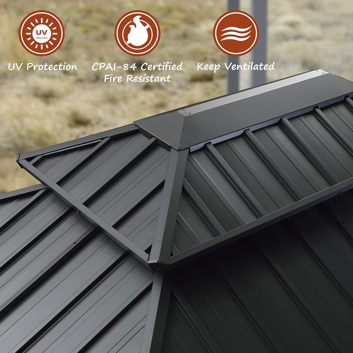 10' X 12' Permanent Hardtop Gazebo Aluminum Gazebo with Galvanized Steel Double Roof for Patio Lawn and Garden, Curtains and Netting Included, Grey