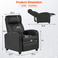Recliner Sofa Massage Chair Home Theater Seating with Lumbar Support and Padded Backrest for Living Room and Bedroom (Leather, Black)