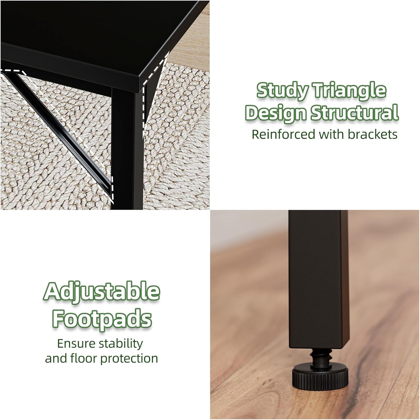 32 Inch Computer Desk, Small Home Office Desk Study Writing Kid Table for Small Spaces, Simple PC Gaming Desk, Adjustable Feet, Black