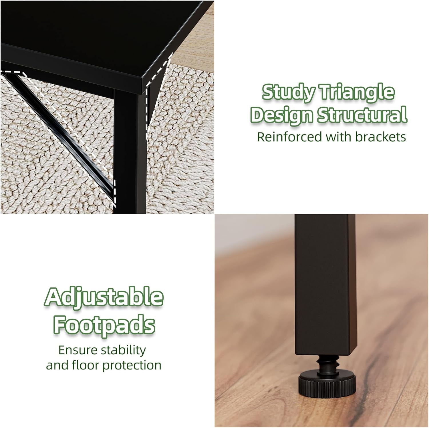 32 Inch Computer Desk, Small Home Office Desk Study Writing Kid Table for Small Spaces, Simple PC Gaming Desk, Adjustable Feet, Black