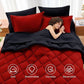 7 Pieces Queen Comforter Set, Reversible Bed in a Bag Queen Size, All Season Bedding Set with Comforter, Flat Sheet, Fitted Sheet, Pillowcases & Shams, Red & Black