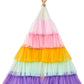 Teepee Tent for Kids, Toddler Teepee with Star Lights & Rainbow Tulle, Girls Princess Play Tent, Foldable Kids Teepee Tent for inside Playhouse Kid Toy Gift