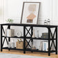 Black Console Table, Modern Industrial Sofa Table with 3 Tier Storage Shelves, Farmhouse Wooden Metal Entryway Table for Living Room, Hallway, or Foyer, Black Oak, 63 Inch