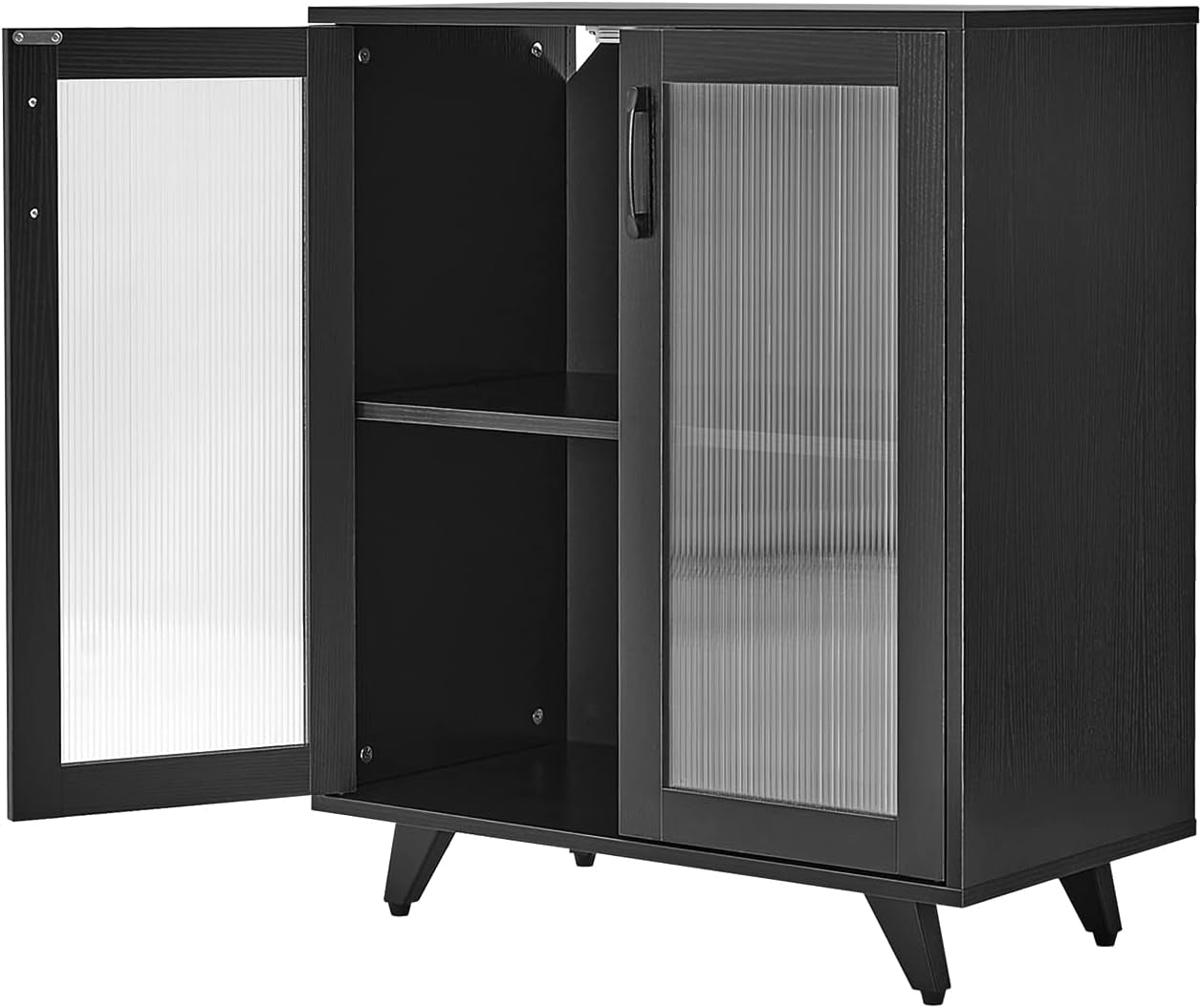 Kitchen Buffet Server Table Accent Sideboard Cupboard Server Buffet Console Table with Doors Cabinet(27Inch, Black)