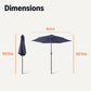 Patio Umbrella, Crank Lift and Push Button Tilt, 9 Foot, Navy