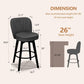 Bar Stools Set of 2, PU Leather Barstools, 26 Inch Upholstered Counter Stools with Backrest and Footrest, Swivel Counter Height Barstools for Kitchen Island Home Bar Dark Gray