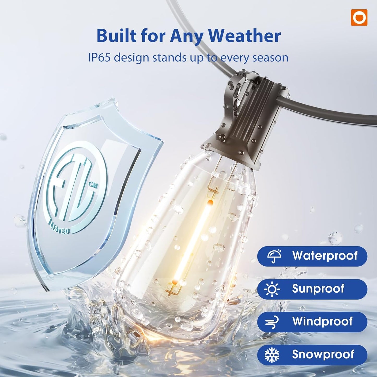 100FT LED Outdoor String Lights with Remote Waterproof Patio Lights with Shatterproof ST38 Replaceable Bulbs, Dimmable outside Hanging Light Connectable for Porch, Backyard, 2200K