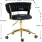 Velvet Office Desk Chair with Hand Woven Backrest, 360° Swivel & Height Adjustable Task Chairs, Makeup Chair, Living Room Chairs with Stainless Base and 5 Wheels (Black)