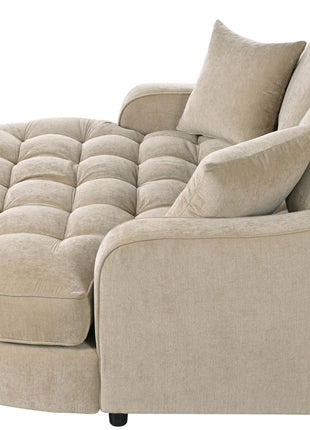 Luxurious 55" Oversized Chaise Lounger - Elegant Upholstered Sleeper Sofa with Tufted Seat and Removable Pillows for Living Room, Bedroom, or Office (Champagne)