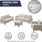 3PCS Sectional Sofa Set W/Ottoman,Modern Linen 6 Seater Couch Set with Movable Storage Ottoman & Side Pockets,3 Seat L Shaped Couch Loveseat and Armchair Living Room Furniture(3+2+1Seat/Beige)